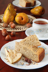 Pear and hazelnut cake