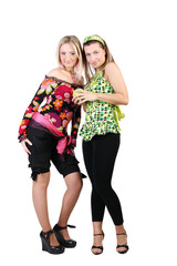 Two beautiful girls studio portrait