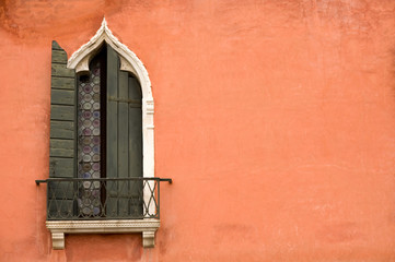 Fototapeta na wymiar Traditional window of hotel at Piazza San Marco, Venice
