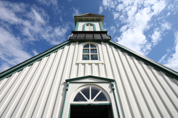 White church in Thingvellir, Iceland