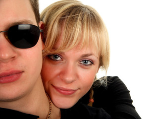 Young beautiful couple, face closeup