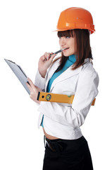 Charming girl the builder