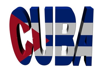 Cuba text with flag on white illustration