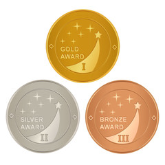 Set of gold, silver and bronze awards