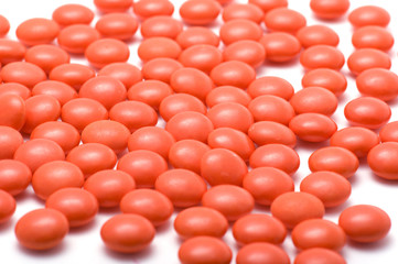 Red pharmacy medical tablets