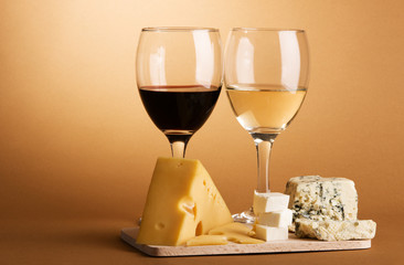 Wine and cheese still-life