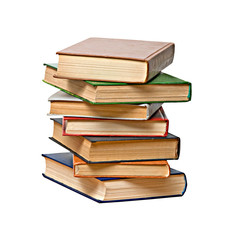 Pile of books isolated on white background