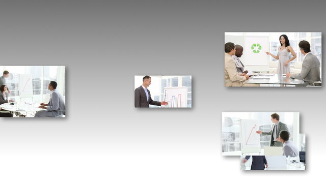 Montage of People Giving an office Presentation