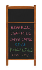 Stand chalkboard with two sections and menu cutout