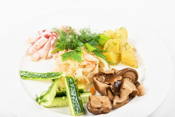 potato, fat and vegetables