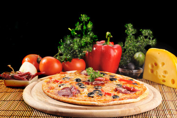 Tasty pizza on  plate