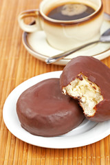 Two delicious donuts and coffee