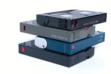 Stack of video cassettes