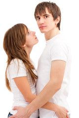 Woman looking at man