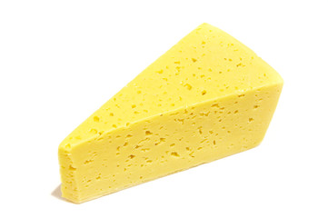 Segment from the yellow Cheese isolated on the white