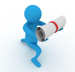 blue man and document