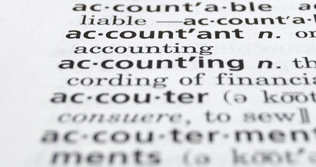 Fototapeta premium Accountant Defined on Black