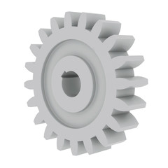 3d Render of  white gear on white background.