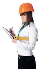 Charming girl the builder