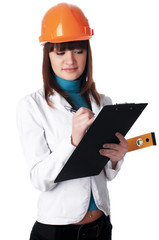 Charming girl the builder