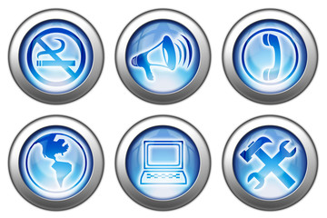 Set of 6 assorted glossy buttons for business purposes