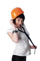 Charming girl the builder