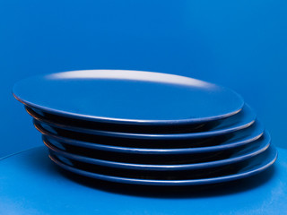 Stack of blue plates 2