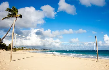 Wandaufkleber Beach volleyball field on a beautiful tropical beach © pixel