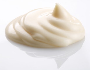 handful of mayonnaise on white background
