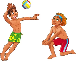 Tuinposter Beach Volley. Funny cartoon and vector sport charactetrs. © ddraw