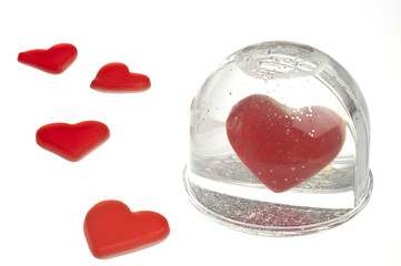 empty snow dome with heart