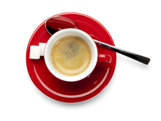 cup of espresso, birds view, isolated