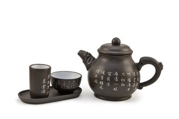 Teapot and cups for tea ceremony