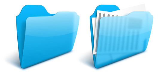 Realistic blurry transparent blue folder vector icon - EPS 10