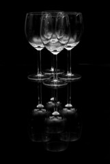 empty wineglasses on black background