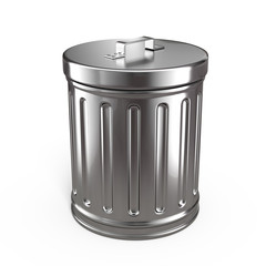 Closed trash can isolated on white