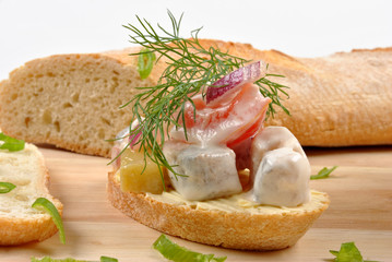 some fresh organic herring salad on bread