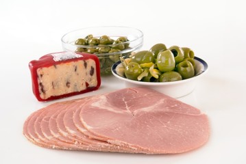Ham olives and cheese