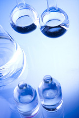 Blue chemistry vials