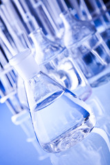 Blue chemistry vials