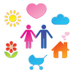 Pictograms which represent young couple