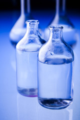 Blue chemistry vials