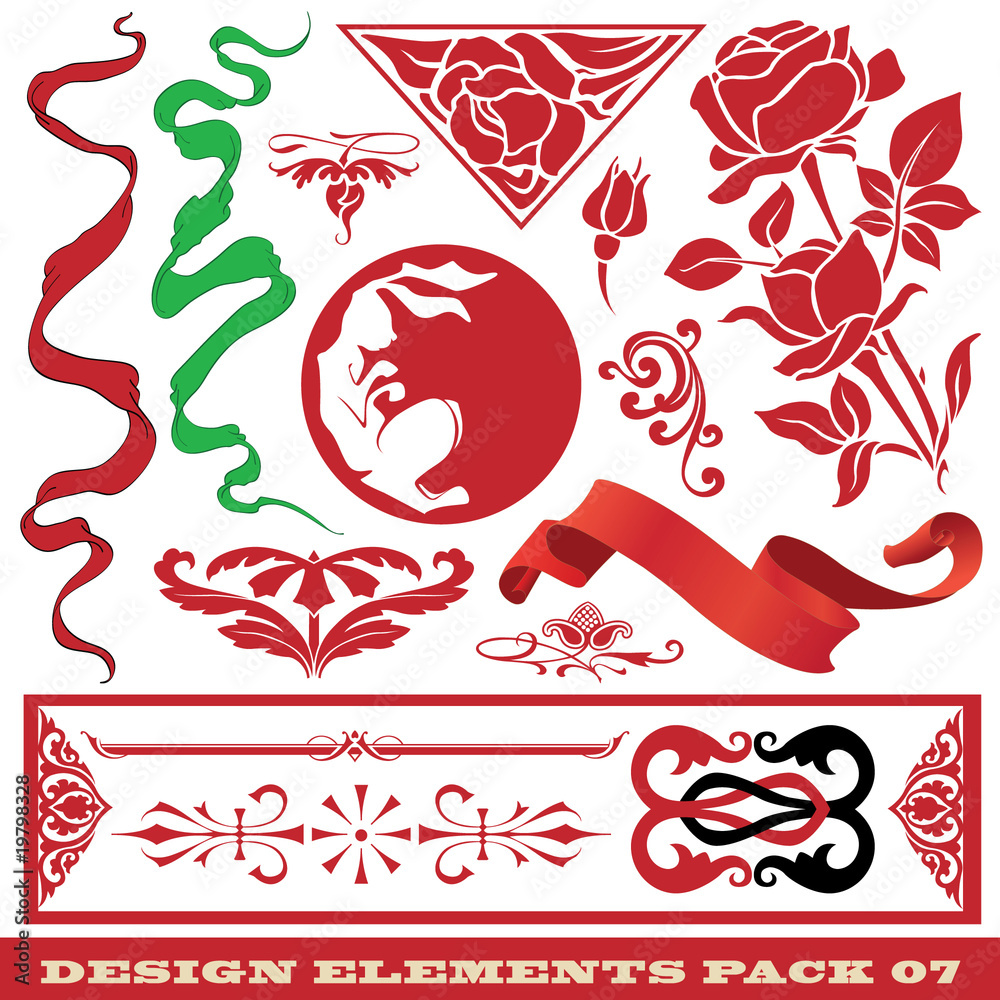 Wall mural vector set: elements for design on different topics