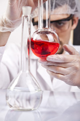Working in a laboratory