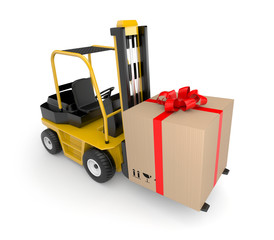 Forklift with gift box