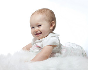 Innocent caucasian baby in high key