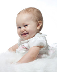 Innocent caucasian baby in high key