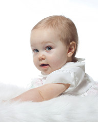 Innocent caucasian baby in high key