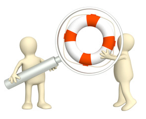 3d puppets with a lifebuoy