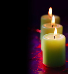 candle on dark background